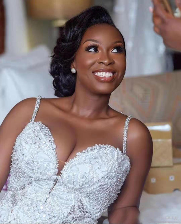 African mermaid cutout lace wedding dress - Amazitshop