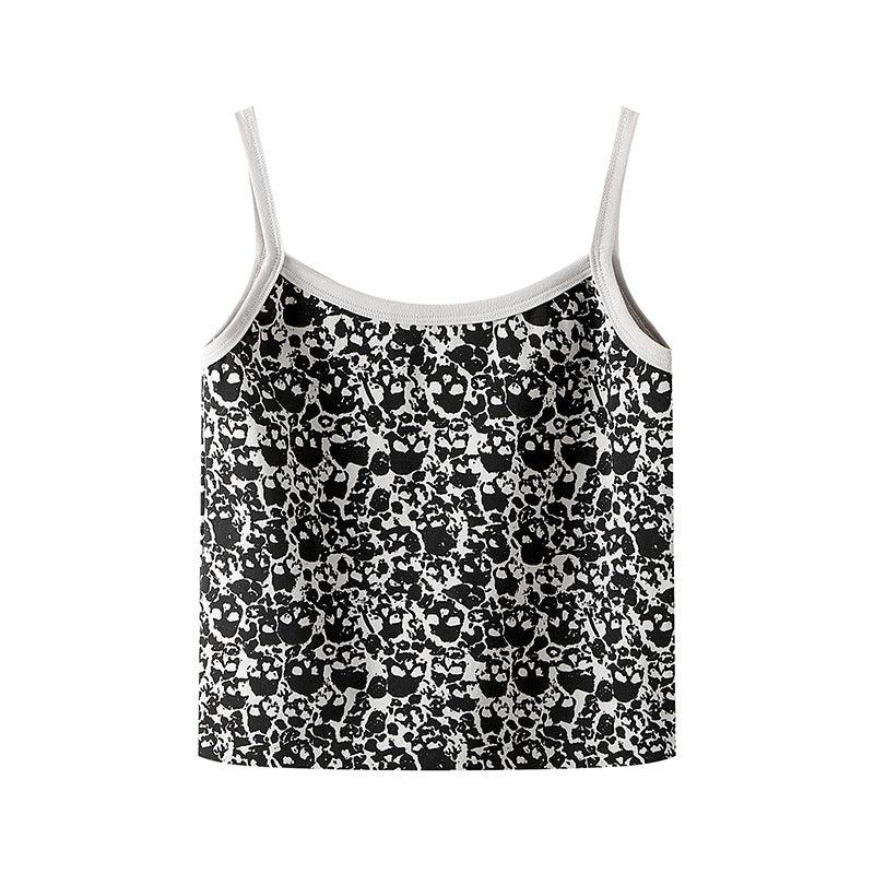 American Retro Black Y2K Personalized Print Vest With Bottoming - Amazitshop