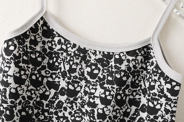 American Retro Black Y2K Personalized Print Vest With Bottoming - Amazitshop