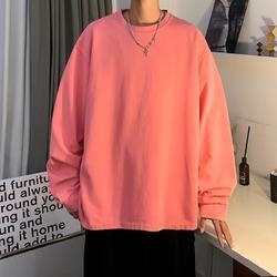 American Retro Pure Cotton Washed Old Long - sleeved T-shirt Men's Round Neck Top - Amazitshop