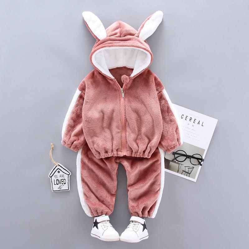 Autumn And Winter Children's Flannel Zipper Suit - Amazitshop