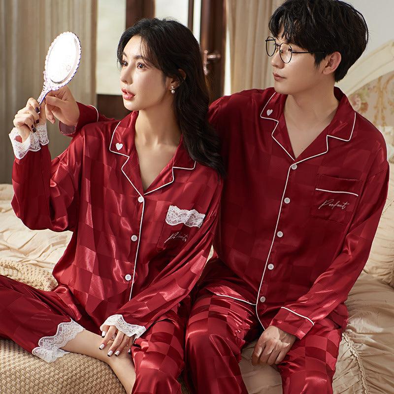 Autumn And Winter Couple Cardigan Newlywed Pajamas - Amazitshop