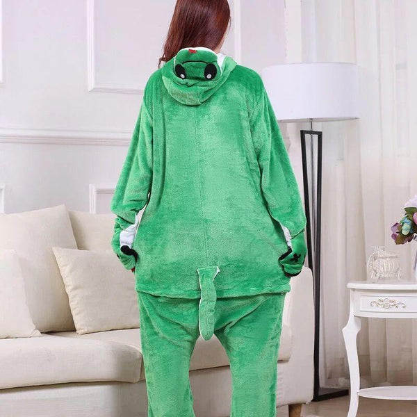 Autumn And Winter Foreign Trade New Style Jack Finn Green Snake Long Tail Monkey Flannel One - piece Pajamas Men And Women Home Clothes - Amazitshop