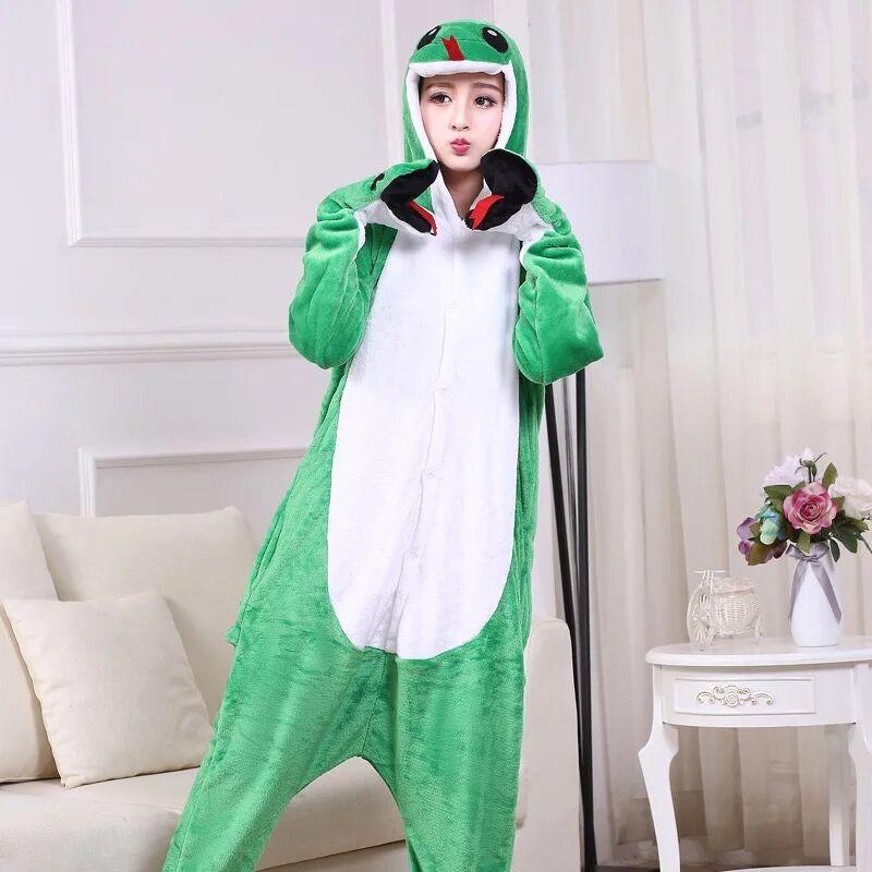 Autumn And Winter Foreign Trade New Style Jack Finn Green Snake Long Tail Monkey Flannel One - piece Pajamas Men And Women Home Clothes - Amazitshop