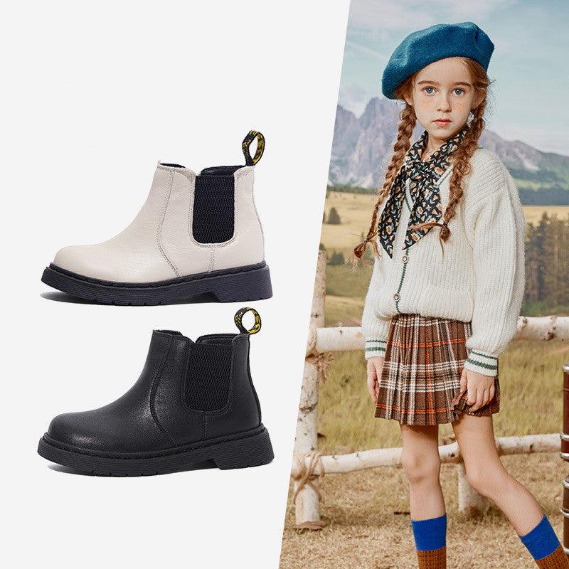 Autumn and winter leather children's boots - Amazitshop