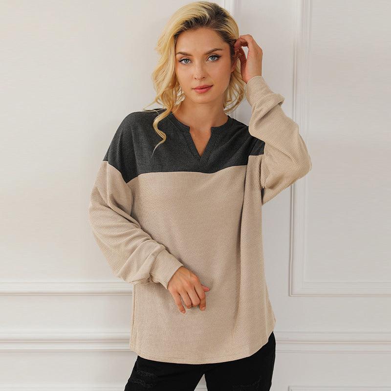 Autumn And Winter Long Sleeve V - neck Pullover European And American Sweater - Amazitshop