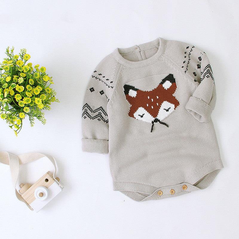 Autumn and Winter Long - Sleeved Fox One - Piece Triangle romper - Amazitshop
