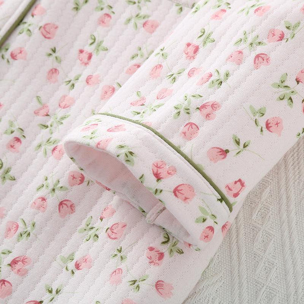 Autumn And Winter Pajamas Women's Quilted To Keep Warm Lapel Women Can Wear Outside - Amazitshop