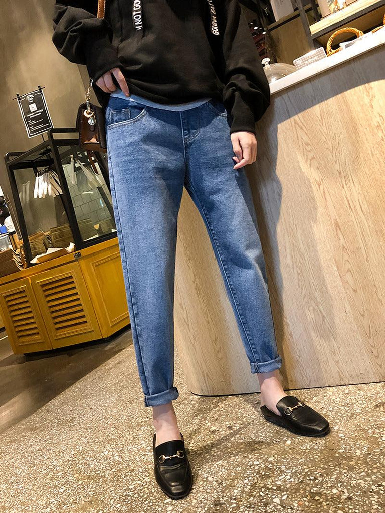 Autumn and winter pregnant women pants plus velvet loose harem pants warm pregnant women daddy pants pregnant belly lift - Amazitshop