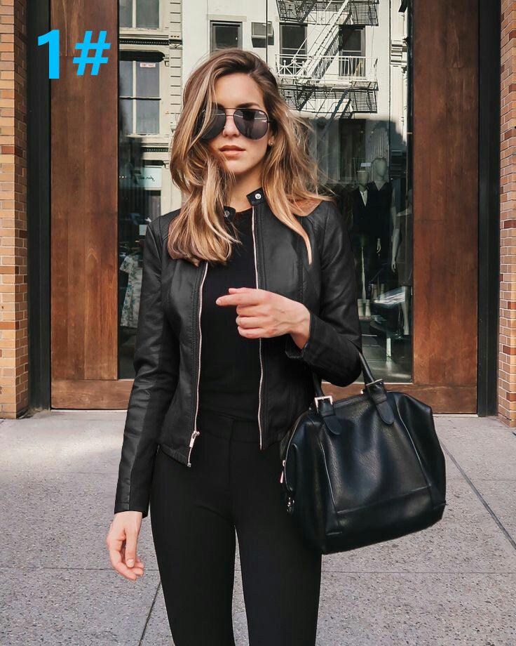 Autumn And Winter Women's Fashion Leather Pu Suit Jacket - Amazitshop