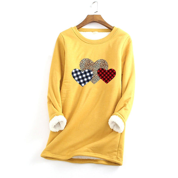 Autumn And Winter Women's Fleece - lined Women's Round Neck Sweater - Amazitshop