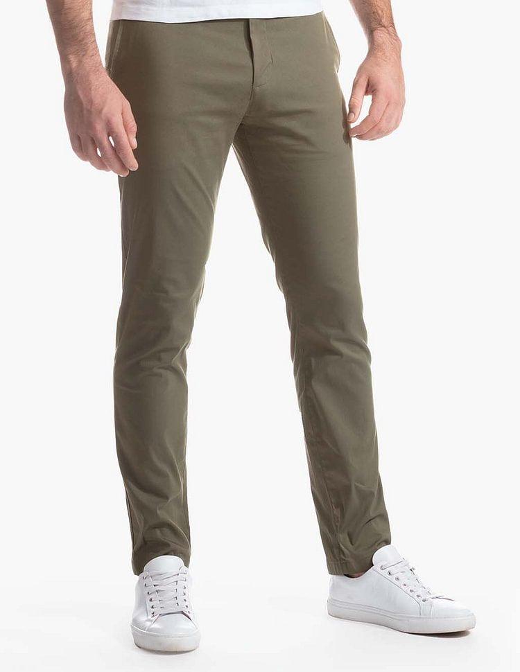 Autumn Men's Business Pants Straight Twill High Elastic Solid Color Cotton Long Pants - Amazitshop