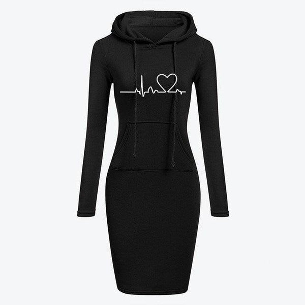 Autumn Winter Women Hoodies Sweatshirts Long - sleeved Dress - Amazitshop