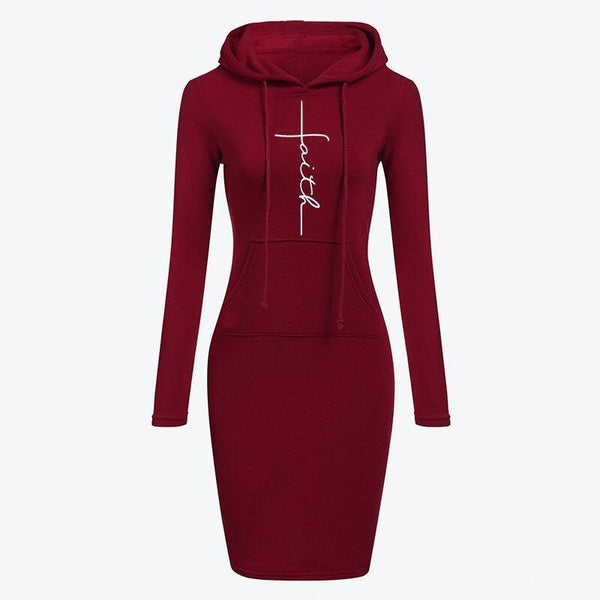 Autumn Winter Women Hoodies Sweatshirts Long - sleeved Dress - Amazitshop
