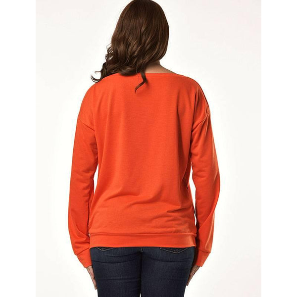 Autumn Women's Letter Love Print Sexy Leaky Off Shoulder Long Sleeve Purple Green Yellow Tees Sweat Shirt Tops - Amazitshop