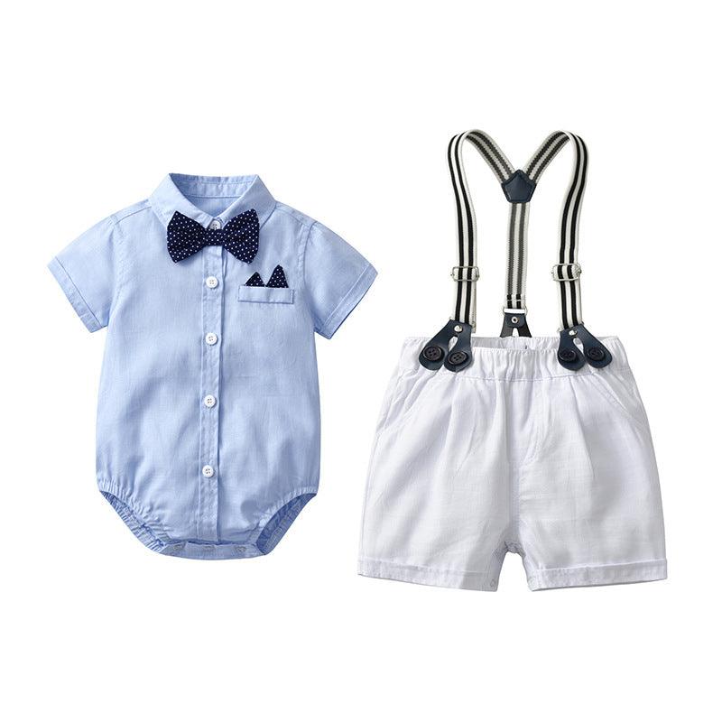 Baby Boy Gentleman Romper Suit Short - sleeved Shorts Romper - Amazitshop