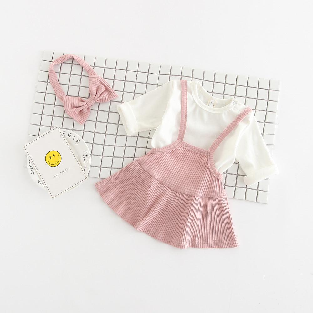Baby Clothes Girls Fall Newborn Children Cotton Baby Romper Dress Up Clothing Three Sets - Amazitshop