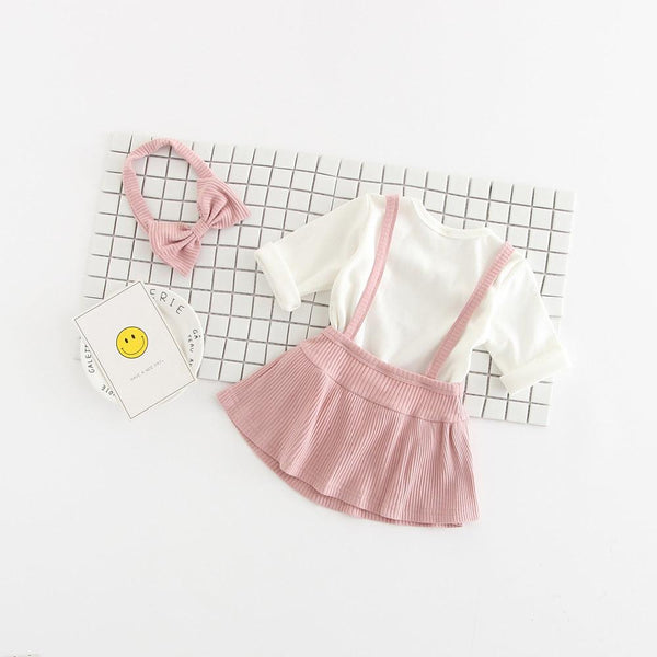 Baby Clothes Girls Fall Newborn Children Cotton Baby Romper Dress Up Clothing Three Sets - Amazitshop