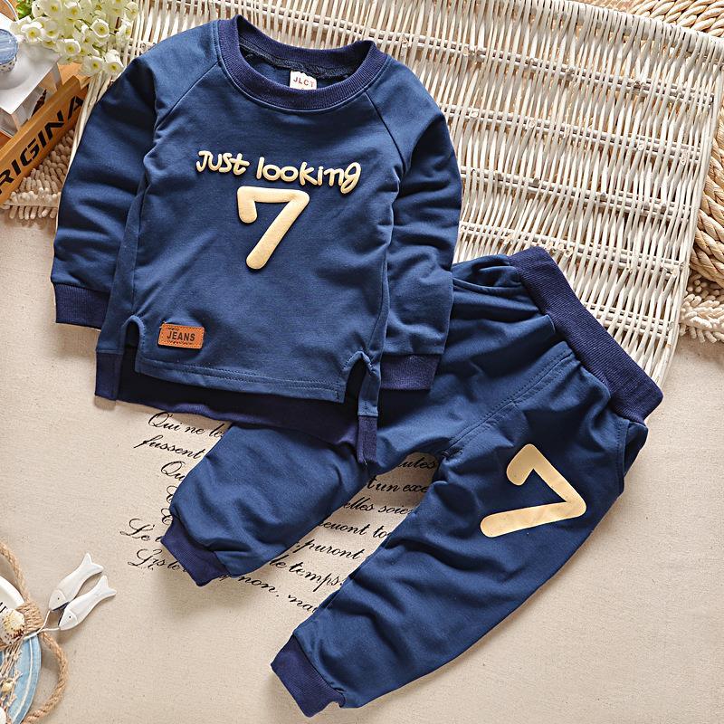 Baby cotton long - sleeved trousers two - piece suit - Amazitshop