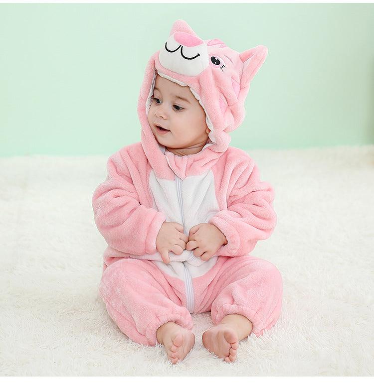 Baby Flannel Animal Pajamas Outwear Jumpsuit - Amazitshop