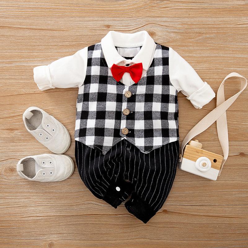 Baby Jumpsuit Spring And Autumn Models Foreign Trade Gentleman Baby Clothes Long - Sleeved Baby Clothes Baby Clothes - Amazitshop