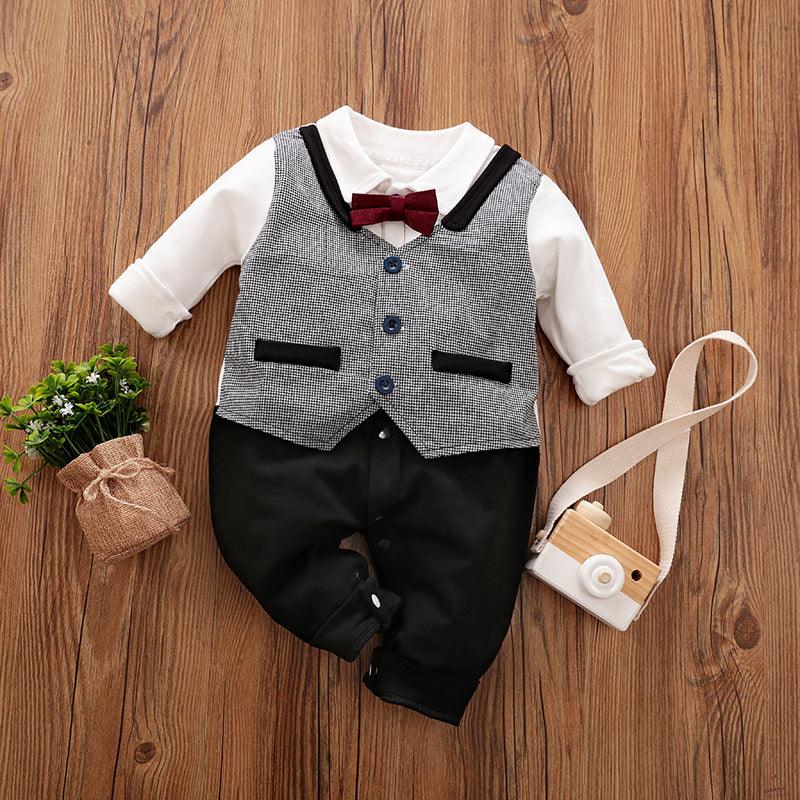 Baby Jumpsuit Spring And Autumn Models Foreign Trade Gentleman Baby Clothes Long - Sleeved Baby Clothes Baby Clothes - Amazitshop