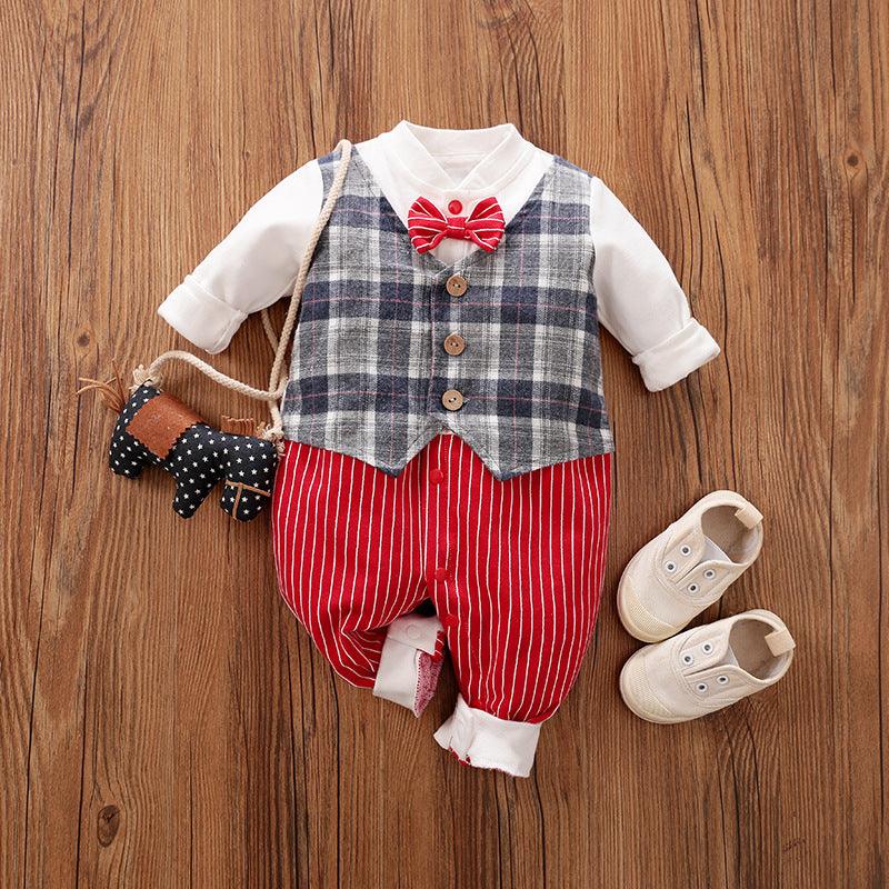 Baby Jumpsuit Spring And Autumn Models Foreign Trade Gentleman Baby Clothes Long - Sleeved Baby Clothes Baby Clothes - Amazitshop
