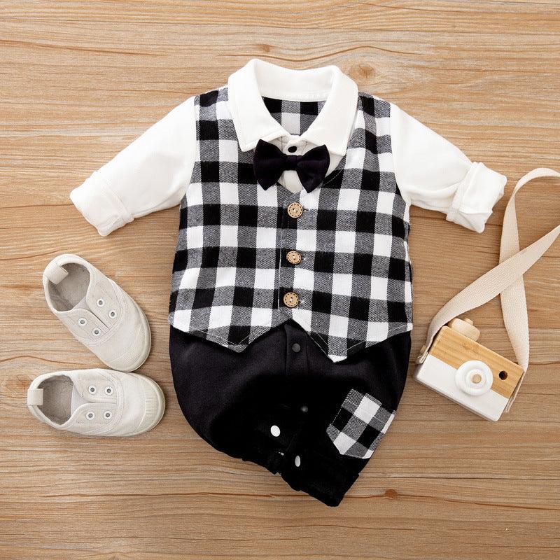 Baby Jumpsuit Spring And Autumn Models Foreign Trade Gentleman Baby Clothes Long - Sleeved Baby Clothes Baby Clothes - Amazitshop
