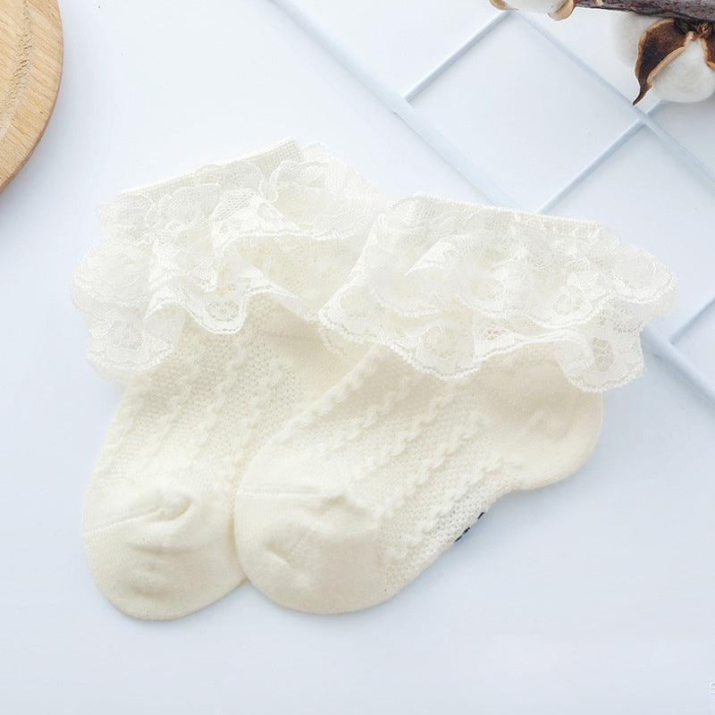 Baby Lace Socks Double Lace Princess Socks Baby Cotton Socks Dance Socks - Amazitshop