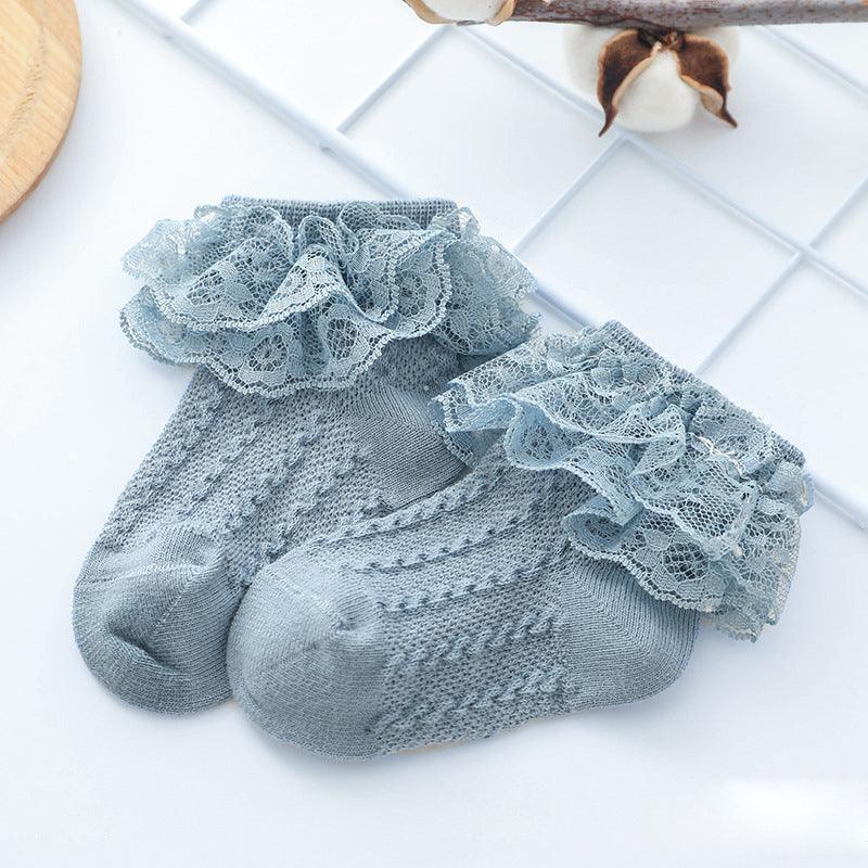 Baby Lace Socks Double Lace Princess Socks Baby Cotton Socks Dance Socks - Amazitshop