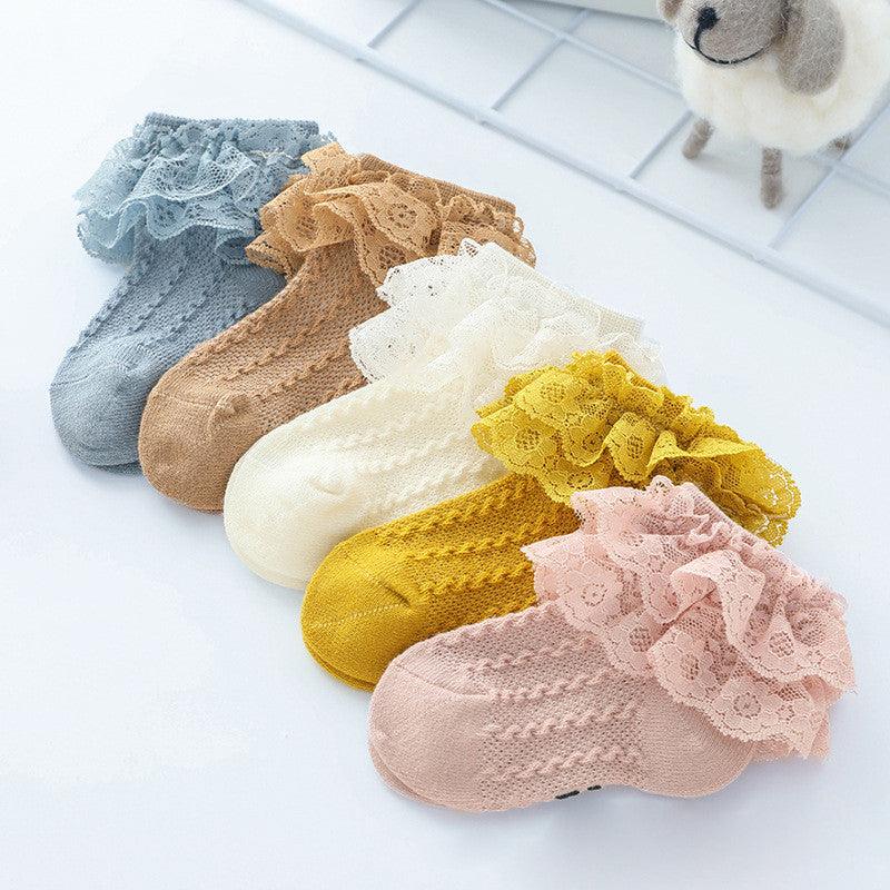 Baby Lace Socks Double Lace Princess Socks Baby Cotton Socks Dance Socks - Amazitshop