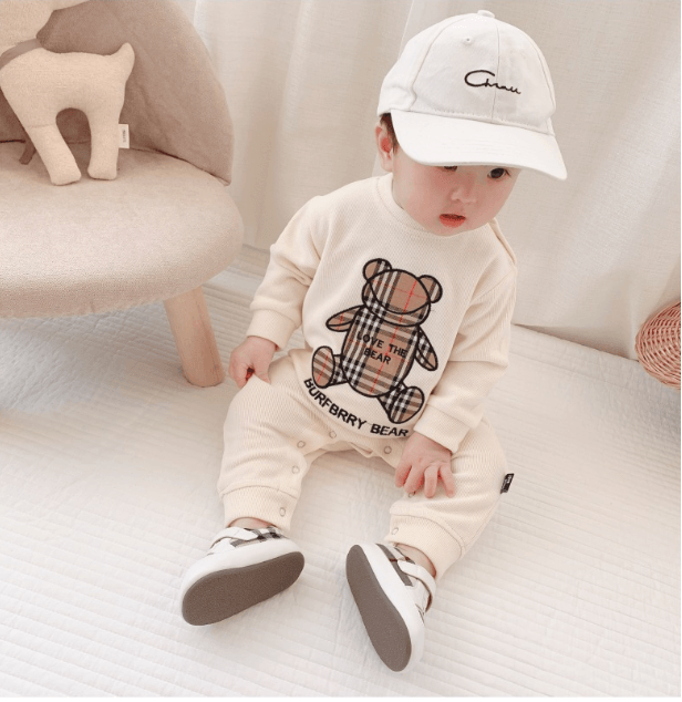 Baby One sides Rompers Trendy Fans Infant Children's Wear Girls' Rompers Plaid Children's Jumpsuits Bears - Amazitshop