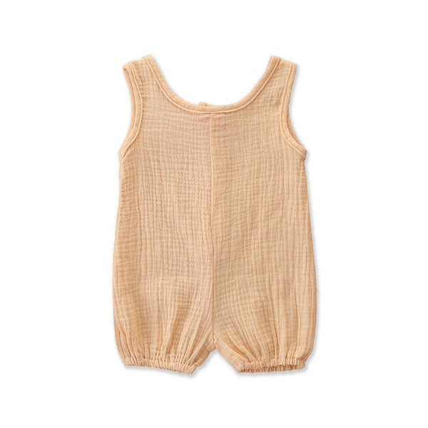 Baby Rompers Sleeveless Solid Color Cotton And Linen Rompers Baby Rompers - Amazitshop