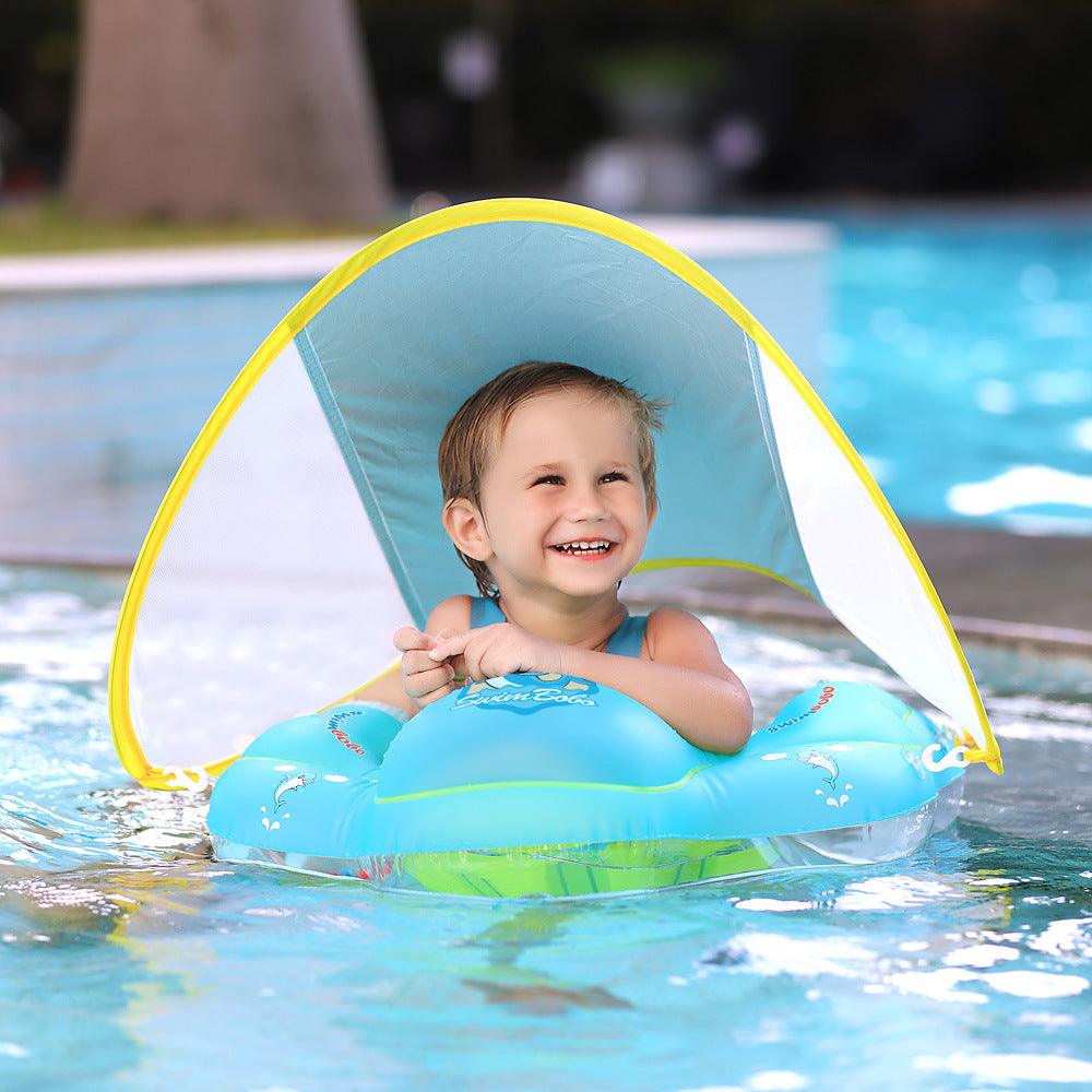 Baby Swimming Float With Canopy Inflatable Infant Floating Ring Kids Swim Pool Accessories Circle Bathing Summer Toys - Amazitshop