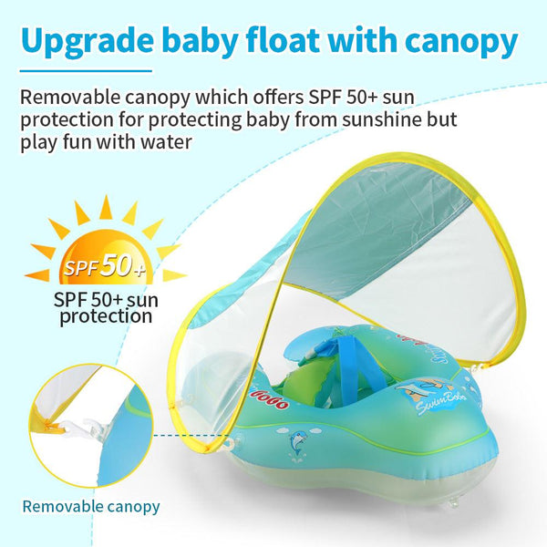 Baby Swimming Float With Canopy Inflatable Infant Floating Ring Kids Swim Pool Accessories Circle Bathing Summer Toys - Amazitshop