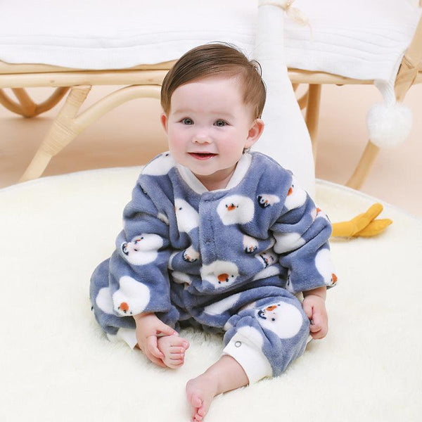 Baby Warm One - piece Clothes Coral Fleece Thickened Pajamas Romper - Amazitshop