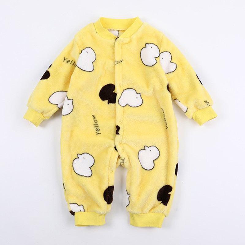 Baby Warm One - piece Clothes Coral Fleece Thickened Pajamas Romper - Amazitshop
