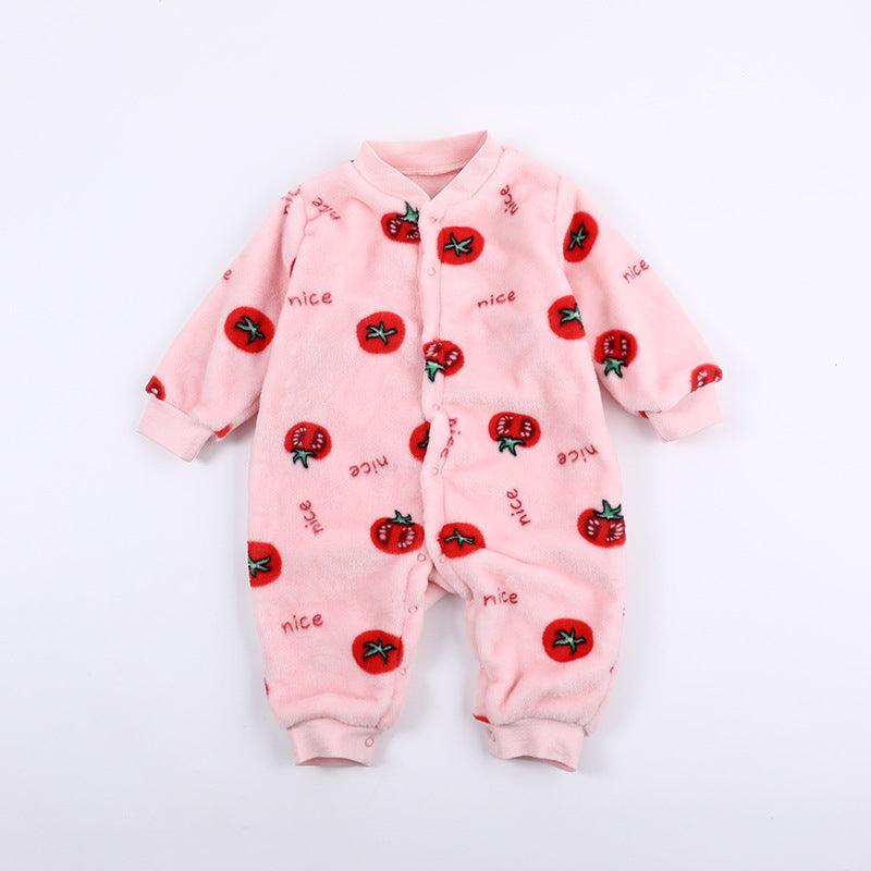 Baby Warm One - piece Clothes Coral Fleece Thickened Pajamas Romper - Amazitshop