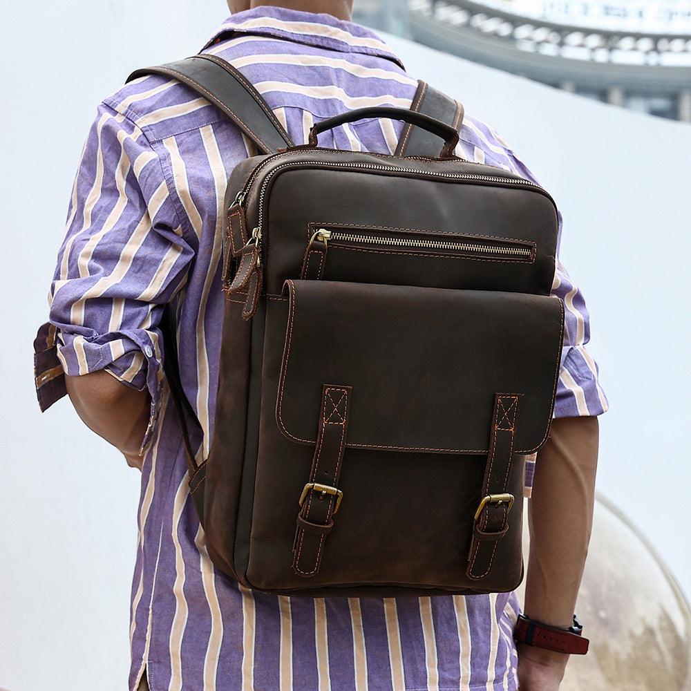 Backpack Retro Crazy Horse Leather Men - Amazitshop