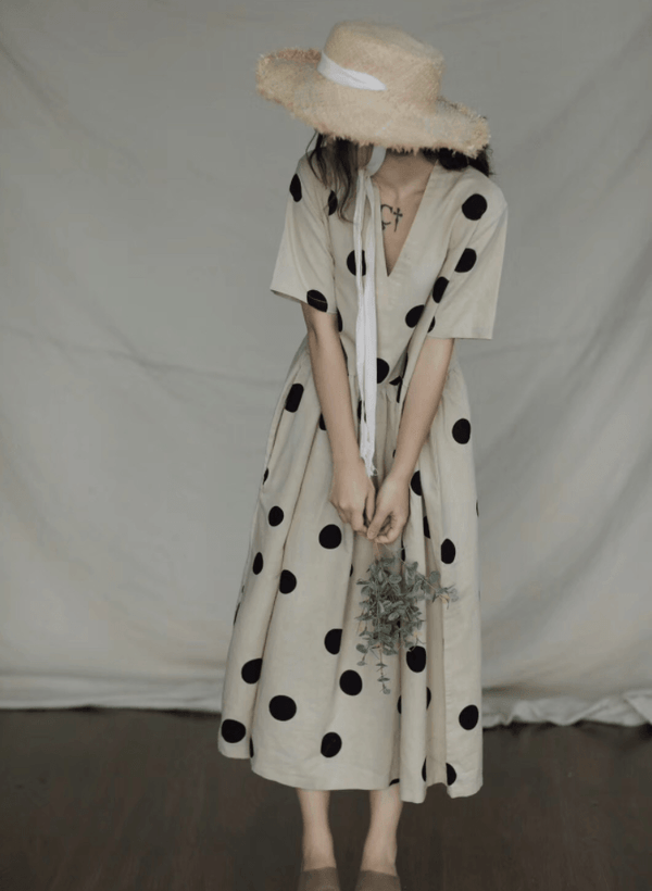 Beach Dress Summer V - Neck High Waist Printed Midi Sweet Elegant Dresses Female Vacation Dress - Amazitshop