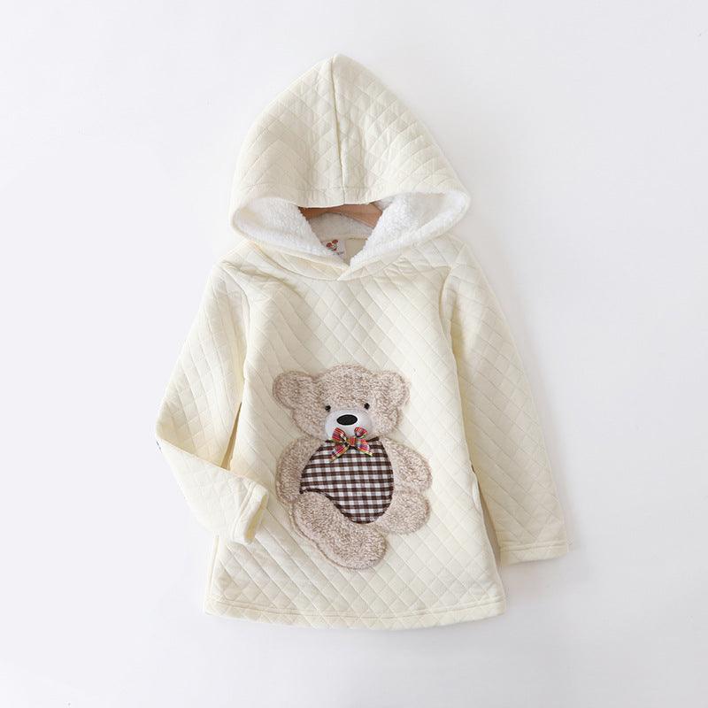 Bear embroidered hooded jacket kids sweater - Amazitshop