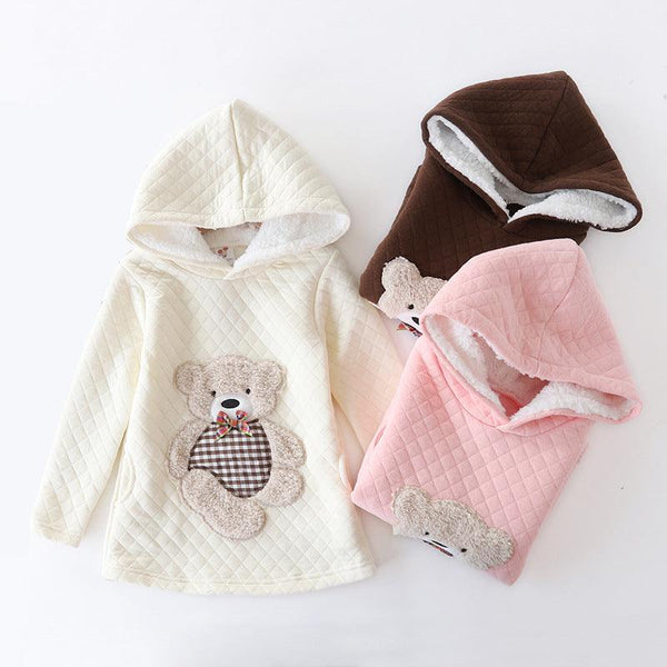 Bear embroidered hooded jacket kids sweater - Amazitshop