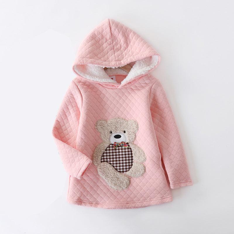 Bear embroidered hooded jacket kids sweater - Amazitshop