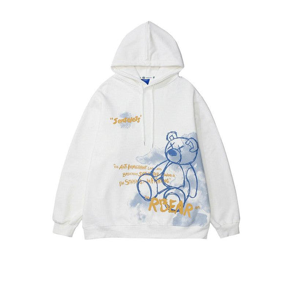 Bear Graphic Print Hoodie - Amazitshop