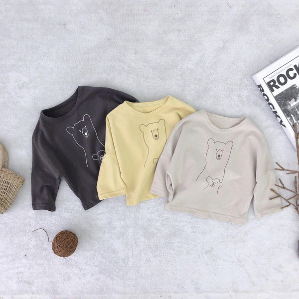 Bear print jacket in solid color - Amazitshop