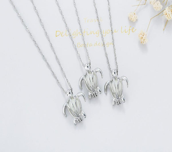 Beauty Hot Sale Can Open Hollow Little Turtle Luminous Necklace Luminous Clavicle Chain Accessories Women - Amazitshop