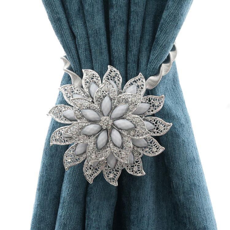 Bedroom Curtain Buckle Spring Magnetic Mouth Rhinestone Curtain Accessories Stretch Strap - Amazitshop