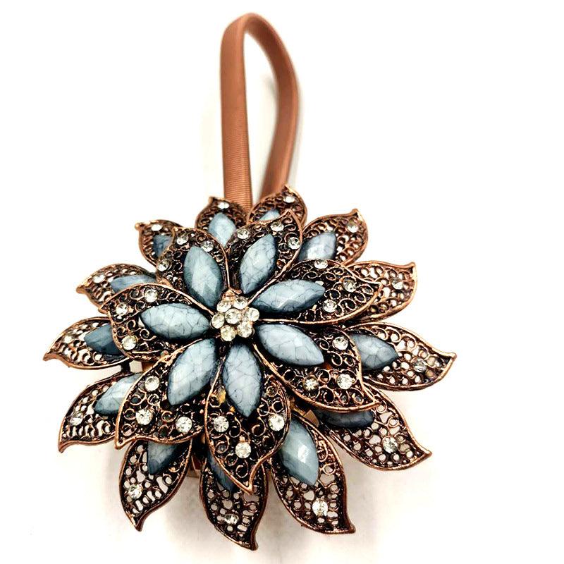 Bedroom Curtain Buckle Spring Magnetic Mouth Rhinestone Curtain Accessories Stretch Strap - Amazitshop