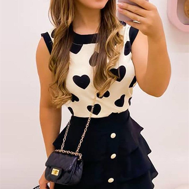 Beige Heart - shaped Skirt Not Positioned Printed Skirt - Amazitshop