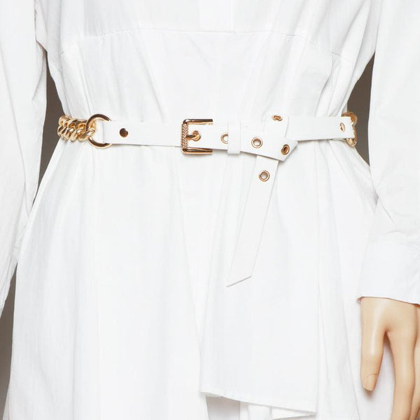 Belt Thin Chain Metal Buckle Design Belt - Amazitshop